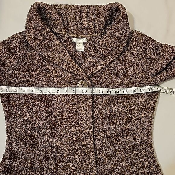 Cambridge Dry Goods L Women Sweater Brown Mottled Brown Cream Polyester Nylon sm - Picture 3 of 7